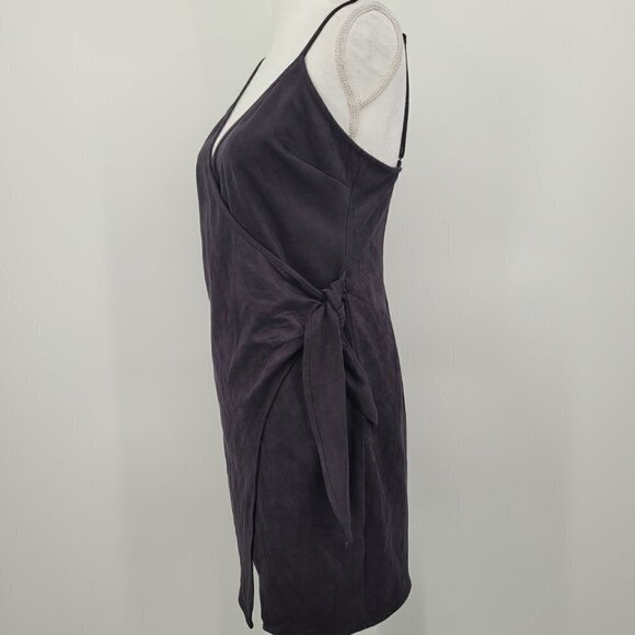 By the Way Desiree Faux Suede Wrap Dress -Black - Picture 5 of 12